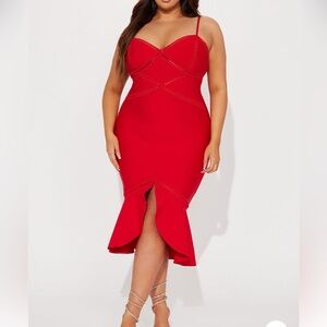 Sensual Red bandage midi dress